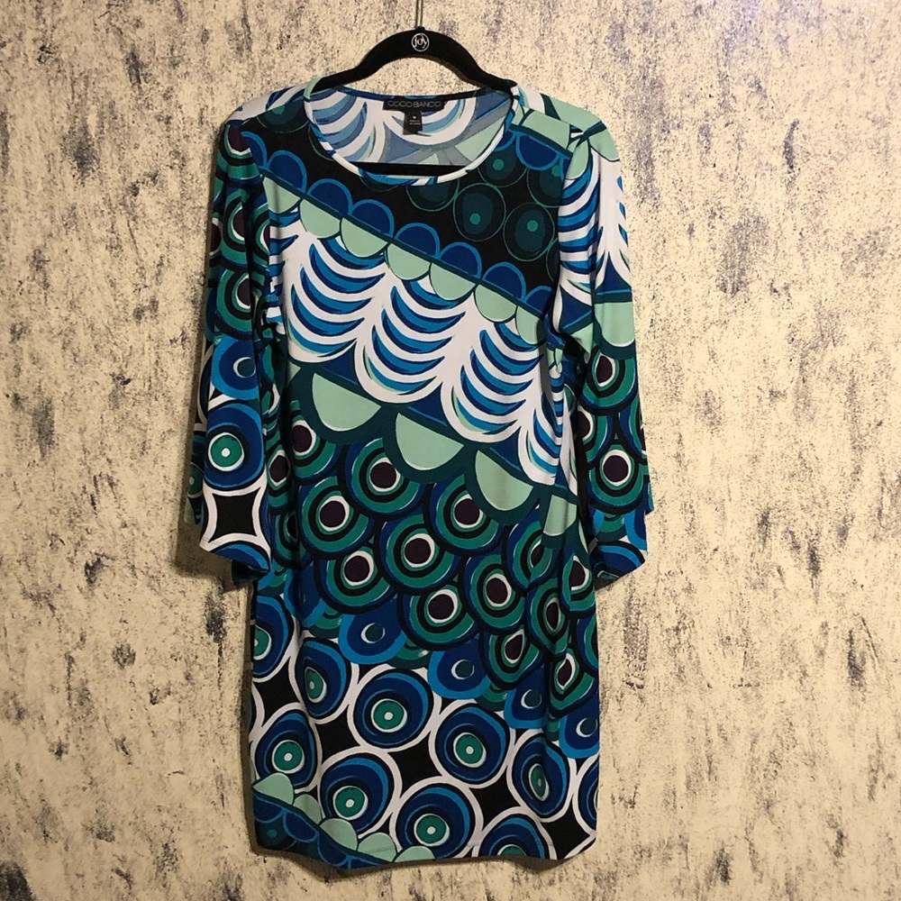 COCO BIANCO Peacock Print Dress